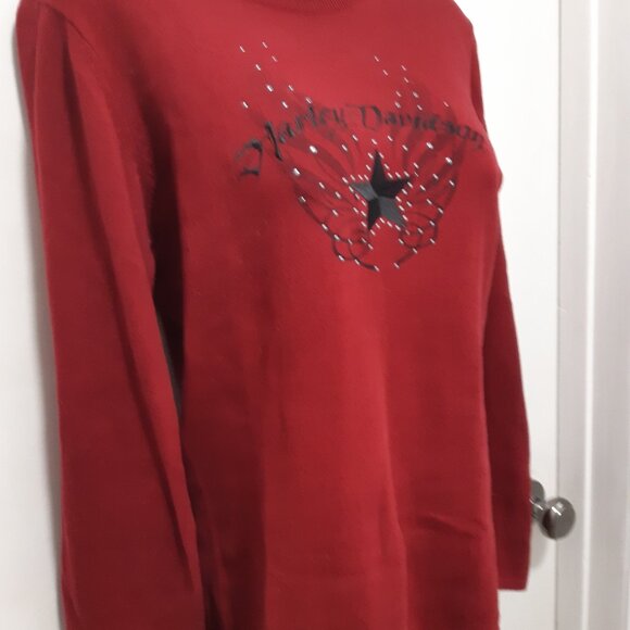 Harley Davidson turtle-neck deep red sweater Size M - Picture 3 of 9